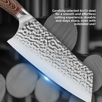 Couteau de cuisine forgé à la main en acier à haute teneur en carbone, double tête en acier, manche en bois moderne, couteau de chef multi-usage tranchant