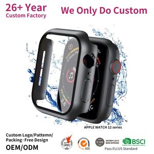 Étui de montre étanche personnalisé pour Apple Watch Series 12, verre PC deux en un, protection de montre intelligente pour IWatch SE 4 46 mm, couverture complète - Product Image 1