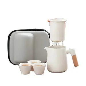 Handgemachte tragbare Büro Porzellan Kung Fu Tee tasse setzt Luxus chinesischen Tee-Set Keramik Reise Tee-Set mit Teekanne Fall