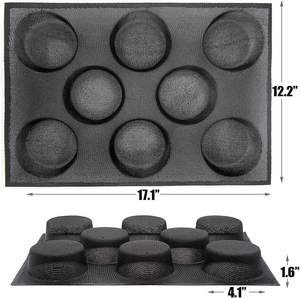 Moule à pain en silicone noir à 8 cavités en forme de rectangle pour <span class=keywords><strong>hamburger</strong></span> avec maille perforée pour la cuisson à la <span class=keywords><strong>maison</strong></span> - Product Image 1