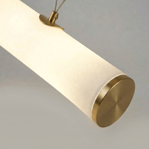 Suspension linéaire moderne en pierre d'onyx naturelle, forme cylindrique longue et solide, avec double suspension en laiton, pour éclairage d'îlot de cuisine haut de gamme - Product Image 3