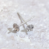 AU750 boucles d'oreilles fines or véritable goujon fleur montage réglage bijoux résultats boucle d'oreille poste 18k bricolage réglage pour perle