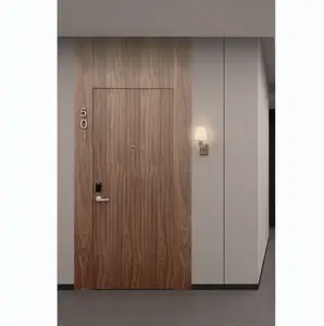 Portes d'intérieur à 5 panneaux peintes en blanc en amérique Noyau en bois massif Porte d'hôtel prémontée