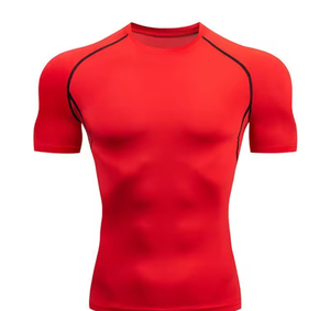 Camiseta Térmica de Secado Rápido para Hombre, para Entrenamiento Físico, 100% Algodón, Logotipo Personalizado, 210 Gramos, Manga Corta, Cuello Alto Simulado - Product Image 5