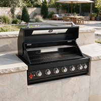 Barbecue encastré en acier 304 noir durable, cuisinière à gaz pour cuisine extérieure avec commandes de brûleurs indépendantes pour la cuisson en extérieur