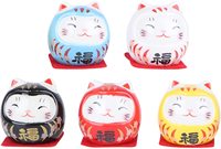 Miniature de chat en céramique de porcelaine Art Déco, Daruma japonais porte-bonheur, décoration miniature pour bureau et intérieur de voiture, formes personnalisées bienvenues