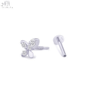 Nouvelle Boucle d'Oreille Papillon Exquise de Haute Qualité, Bijou Romantique en Or Massif 14K avec Diamant Naturel, Boucle d'Oreille Fine à Perçage Unique - Product Image 4
