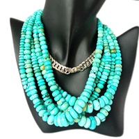 Perles Rondelles Plates en Turquoise Bleue Véritable, Perles Naturelles de Turquoise de Kingman