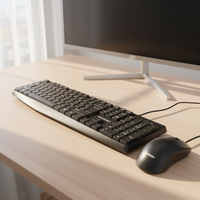 COOCAA CAS-300 Clavier et souris filaires USB pour jeux, 104 touches, taille standard, plug-and-play, ergonomique, étanche, pour PC/ordinateurs portables