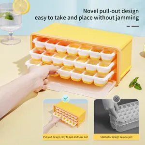 HAIXIN Silicone Press Type Bandeja De Cubo De Gelo Com Tampa Bandeja De Gelo Drawable Multi Layer Bandeja De Cubo De Gelo