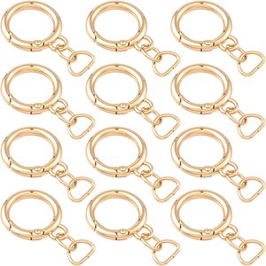 STSTR Pcs Round <b>Spring</b> <b>Clips</b> With D Ring Gold Metal Keyring Purse <b>Clip</b> Heavy Duty Opening O Ring Carabiner For Keychains Buckle - Product Image 1