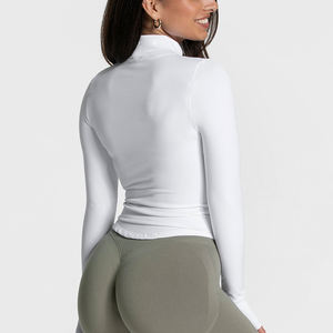 <span class=keywords><strong>Veste</strong></span> d'entraînement personnalisée à haute élasticité avec fermeture éclair et compression pour femmes, coupe ajustée, <span class=keywords><strong>veste</strong></span> d'entraînement de fitness sans couture active pour le yoga - Product Image 2