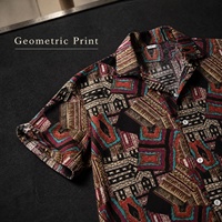 Chemise d'été à manches courtes pour homme, imprimé géométrique ethnique africain, col rabattu, boutonnée, respirante, séchage rapide, décontractée, en polyester