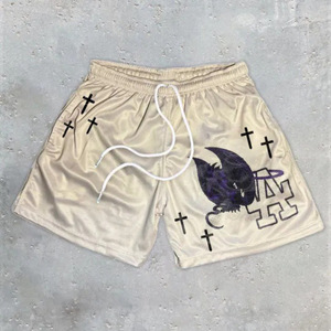 Pantalones Cortos Deportivos Personalizados Vintage para Hombre, 100% Algodón, Estilo Hip Hop, Anti-UV, con Estampado 3D en Espuma, Malla Transpirable y Cordón Ajustable - Product Image 6