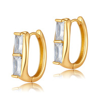 Nouvelle conception d'usine de source 3A + Zircon Boucles d'oreilles en cuivre de style populaire Boucles d'oreilles en laiton de cercle géométrique simple