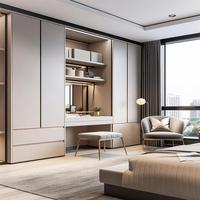 Armoire Modulaire Premium en Bois Écologique avec Portes Coulissantes et 5+ Tiroirs pour Rangement Ouvert de Loft et Aménagement de Maison