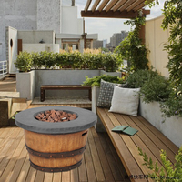 Table de foyer avec gaz Propane, en béton, Look bois pour l'extérieur