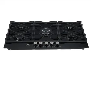 hot selling tempered glass 5 burner gas cooker 5 burner gas cooker cooktop built in gas stove