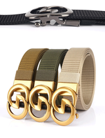 Ceinture décontractée Turun Automatic D pour jeunes hommes, ceinture en toile tissée noire avec boucle à emboîtement, ceinture en nylon élastique