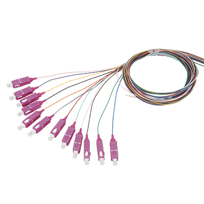 Qidian SC/PC Simplex OM4 Mode Fiber Optical Pigtail with 12 Colors Cores 0.9mm Bend Insensitive Cable