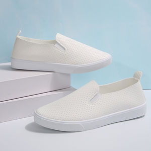 Zapatos <span class=keywords><strong>de</strong></span> mujer, <span class=keywords><strong>zapatillas</strong></span> planas, zapatos casuales con cordones para exteriores, zapatos planos blancos abiertos - Product Image 3