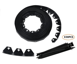 HUGELEAF <b>Plastic</b> Easily Assembled Flexible No-Dig Black Garden Landscape Edging with Anchoring Spikes - Product Image 6