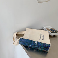 Sac fourre-tout à bandoulière pour femme, style Instagram, grande capacité, pour le shopping et les étudiants, motif Nénuphars de Monet du British Museum, en toile avec fermeture éclair
