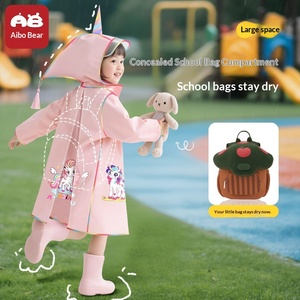 Imperméable pour enfants avec espace pour sac à dos, <span class=keywords><strong>veste</strong></span> <span class=keywords><strong>de</strong></span> <span class=keywords><strong>pluie</strong></span> imperméable pour enfants avec visière amovible pour filles et garçons - Product Image 1