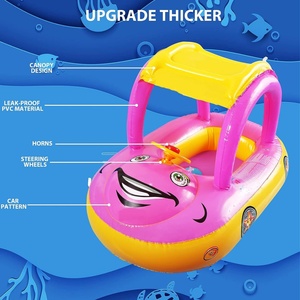 Asiento Flotador para Bebé con Bolsillo Ajustable, Flotador para Piscina con Toldo de Seguridad, Flotador de Natación para Bebé con Forma de Cerdo - Product Image 3
