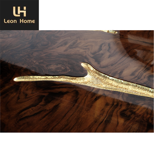 Nhà Máy Tùy Biến Chất Lượng Cao Sang Trọng Cao Lớn 10 12 Chỗ Ngồi Hiện Đại Vàng Thép Không Gỉ Bằng Gỗ Bàn Ăn Và Ghế - Product Image 5