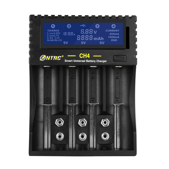 HTRC CH4 Smart LCD Display Electric Universal Fast Fireproof Battery Charger OVP QC4.0 CE Certified 10W Ni-MH/Ni-CD/Li-Ion 18650