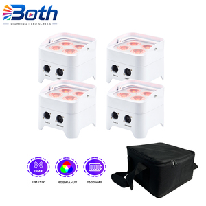 4pcs with bag 4x18W RGBWA+UV 6in1 Battery <b>Mini</b> Par <b>Light</b> Wireless DMX Uplight for Event Lighting - Product Image 1