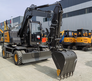 Excavadora de ruedas HAIJU de 8 toneladas, bajo costo, HJW85 4WD, certificación CE, cucharón de 0.28m³, bajo mantenimiento, gran fuerza de excavación para trabajos en carreteras - Product Image 1