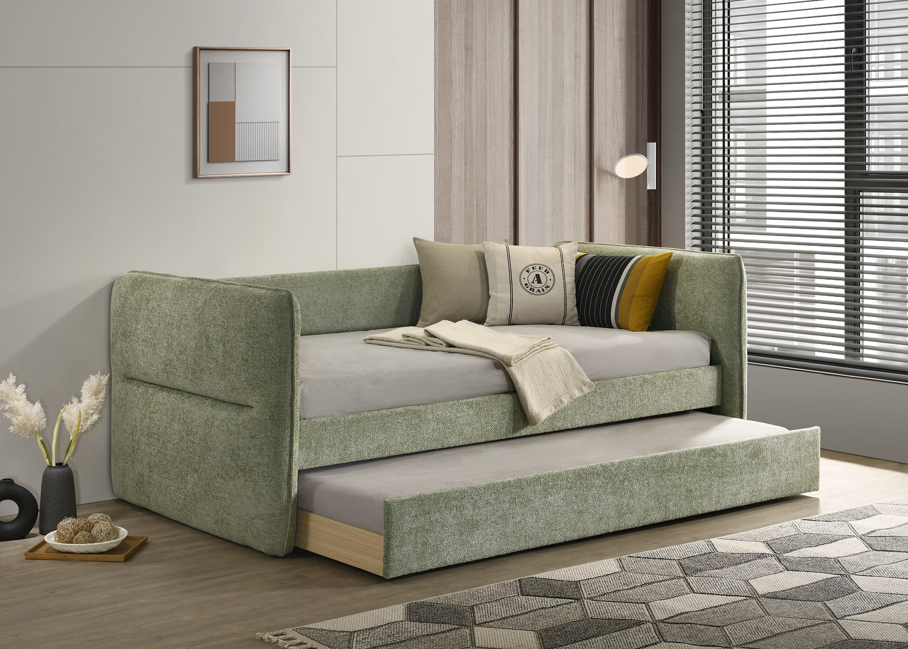 Vert clair + Bois massif + Moderne