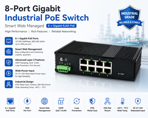 <span class=keywords><strong>Switch</strong></span> Ethernet PoE <span class=keywords><strong>Industriale</strong></span> Smart a 8 Porte Gigabit, Gestito via Web, con VLAN, QoS, IGMP, Montaggio su Guida DIN, DC 47-55V per Telecamere CCTV - Product Image 3