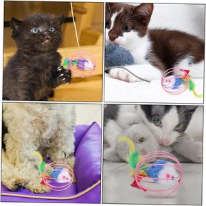 Colorful <b>Cat</b> Toys Wire <b>Cages</b> with Feathers Sustainable PP Material for <b>Cats</b>' Self-Entertainment and Hi Toys - Product Image 4