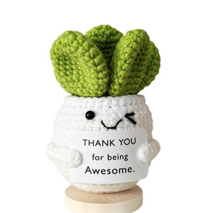 <span class=keywords><strong>Cactus</strong></span> en maceta en miniatura, tejido a mano, transfronterizo, con flores de hilo de lana, que transmiten emociones positivas, decoración de primavera - Product Image 5