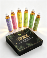 Ensemble d'huiles essentielles pour aromathérapie, huiles essentielles naturelles pré-diluées, roll-on avec bille de massage, 6x10ml