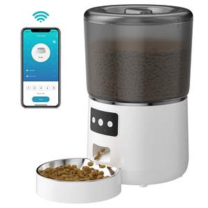 Distributeur automatique intelligent pour animaux de compagnie 4L avec distribution programmée pour chiens et chats, design arrondi, bol amovible, alimentation par charge - Product Image 3