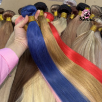 613 Extensions de cheveux humains blondes roux roux-grenat colorées, vente en gros, 100% sans produits chimiques, mèches brutes