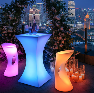 ナイトクラブ ラウンジ 屋外用 ハイトップ カクテル <span class=keywords><strong>LED</strong></span> バー ファニチャー プラスチック テーブル＆チェア イベント パーティー ガーデン用 <span class=keywords><strong>LED</strong></span> ラウンドテーブル - Product Image 3