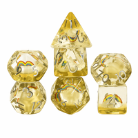 Ensemble de 7 dés polyédriques carrés dorés en résine faits à la main de 16 mm pour DND