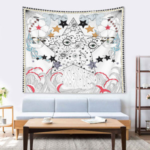 Tapiz de pared personalizado de tela de poliéster psicodélico bohemio con diseño de cartas del <span class=keywords><strong>Tarot</strong></span> Sol Luna Plantas Nymph - Product Image 5