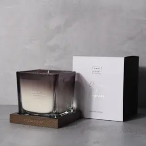 RAINCOAST New Design Private Label Candles 210G Square Tinted Glass Scented Candle Luxury