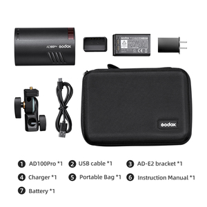 <span class=keywords><strong>Godox</strong></span> <span class=keywords><strong>AD100Pro</strong></span> 100Ws TTL 2.4G HSS 1/8000s Flash de Poche avec Batterie au Lithium 7.2V/2600mAh, 360 Éclairs à Pleine Puissance 0.01-1.5s - Product Image 6