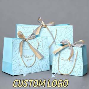 Bolsa de Papel Azul para Joyería, Compras, Ropa y Regalos, con Asa, Diseño de Logotipo Personalizado, de Lujo, para Promoción, Venta al Por Mayor - Product Image 2