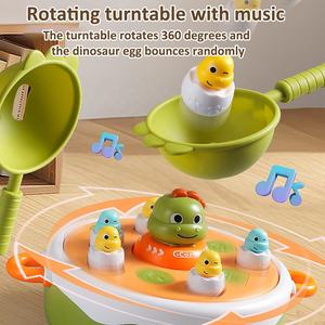 Juego de mesa emergente de dinosaurio 4 en <span class=keywords><strong>1</strong></span>, tocadiscos de pesca musical, lanzador de rebote de <span class=keywords><strong>Dino</strong></span> giratorio, juego de bolos, juguete de tic-tac-toe - Product Image 4