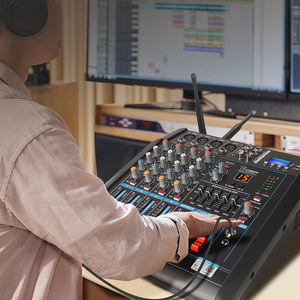 Mezclador de audio para fiesta en casa, amplificador ecualizador de 8 canales, mezclador profesional de DJ con 2 micrófonos inalámbricos - Product Image 6