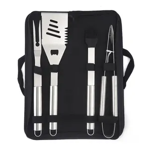 Ensemble de 4 pièces personnalisés pour Barbecue, en acier inoxydable, avec sac de transport Portable, pour Grill