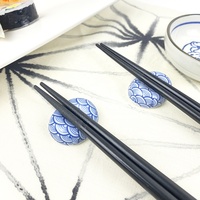 6 pièces Style japonais Porcelaine Sushi Plats en bois vague bleue Baguettes Pendaison de crémaillère Cadeau Céramique Sushi Servir 2 personnes